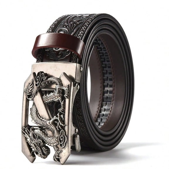 Cowboy Ratchet Belt Western Leather Belts for Men with Automatic Cowboy Buckle-No Box