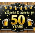 thumbnail image 4 of Black Background Cheers Beers 50 Years Banner Party Supplies Backdrop Decorations for Milestone Birthday Celebrations Anniversary Parties Photo Booth Props Event Decor, 4 of 7