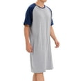 thumbnail image 4 of DODOING Mens Sleep Shirt Ultra Soft Sleepwear Raglan Sleeve Nightshirt Patchwork Long Lightweight Loose Sleepshirt M-3XL, 4 of 8