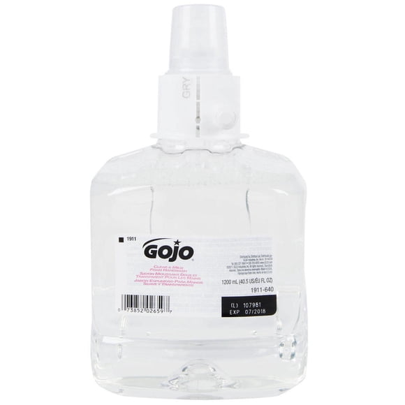 GOJO® Clear & Mild Foam Handwash, Fragrance Free, 1200 mL, 2/Case