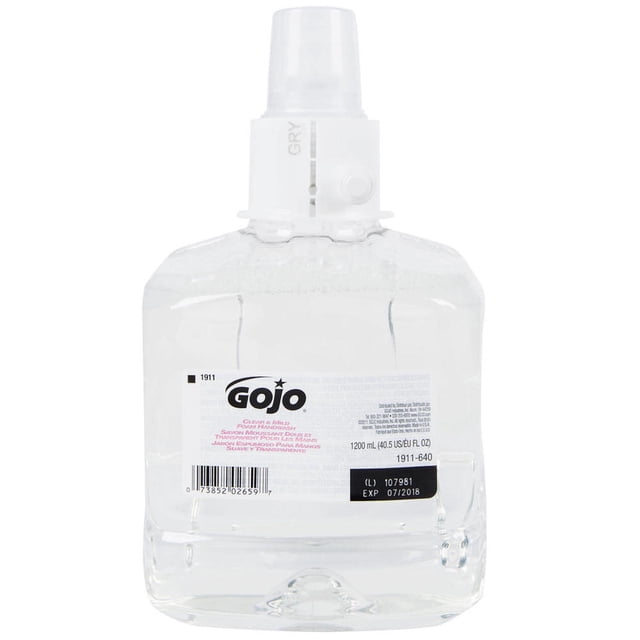 GOJO® Clear & Mild Foam Handwash, Fragrance Free, 1200 mL, 2/Case