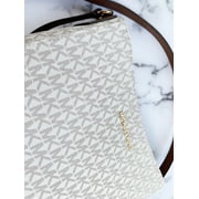 Michael Kors Saffiano Leather Jet Set Travel Messenger Crossbody Shoulder Bag Signature, Vanilla
