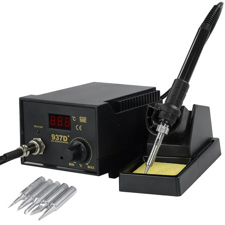 Yescom 937D 60W Soldering Station Iron Welding ESD Welder Digital Rework Tool with Free 5 Tips LED