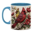 thumbnail image 2 of Ceramic Coffee Mug 11 Ounce Cardinal Mug with Floral Decor Great Gift for Bird Lover for Christmas Gift Housewarming Gift Two Tone Blue Accent Ceramic Drinkware, 2 of 9
