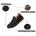thumbnail image 2 of Men's Casual Leather Shoes Loafers Slip Walking Comfortable Breathable Driving Lightweight Men Oxford Slip-On Shoes Black 6.5 US, 2 of 7
