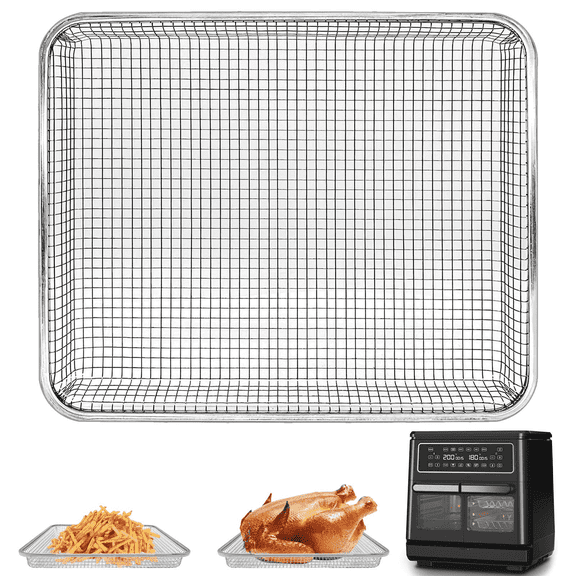 GCQ Air Fryer Basket Accessories for Oster 11-Quart Dual Air Fryer,12''×9.8''×1.3'' Stainless Steel Air Fryer Rack Mesh Tray Replacement Part Roasting Steamer Grill Racks Baking Tray