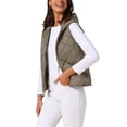 thumbnail image 4 of Chaleco acolchado sin mangas con capucha ligero para mujer, con botones, talla XL, gris, 4 of 6