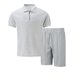 thumbnail image 5 of Conjunto de Pantalones Cortos para Hombre 2 Piezas Trajes de Color Sólido Medio Cremallera Camiseta Solapa, Traje de Pantalones Cortos de Ocio, 5 of 5