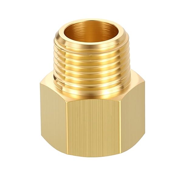 Uxcell 1 Pack Brass Pipe Fittings, M14*1.5 FeMale to M14*1.5 Male Brass Pipe Extension Connectors, Reducing Adapters for Air, Oil, LP