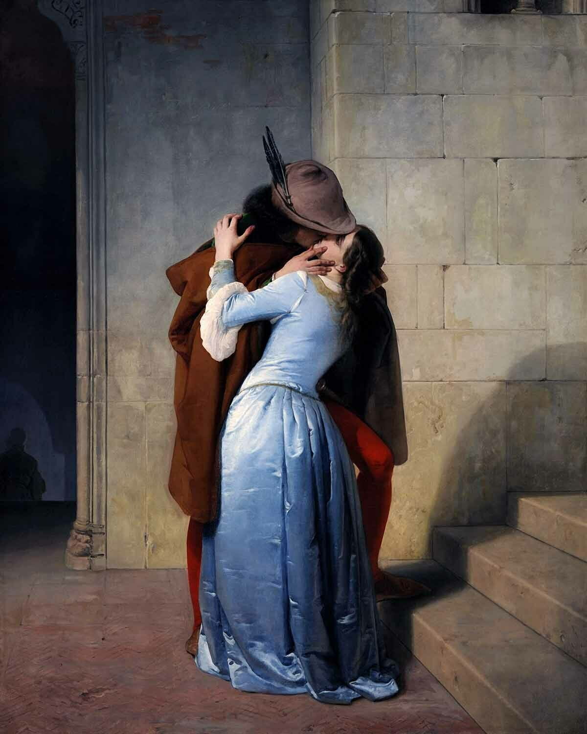 Francesco Hayez The Kiss, 1859 - Canvas OR Print Wall Art
