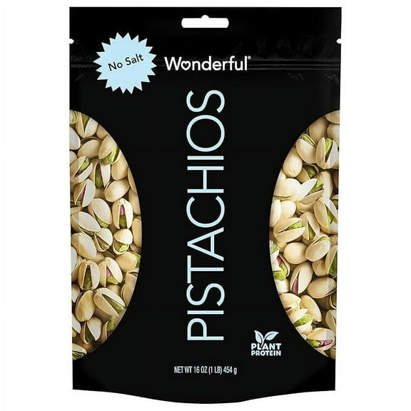 Pack of 1 Wonderful Pistachios In Shell, Roasted with No Salt Nuts, 16 Ounce Resealable Bag, Protein Snacks, Gluten Free, Healthy Snacks for Adults