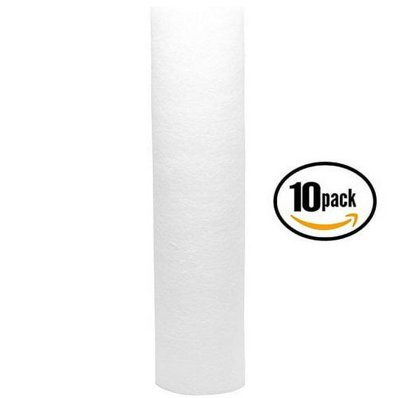 10-Pack Compatible with HF-360 Polypropylene Sediment Filter - Universal 10-inch 5-Micron Cartridge for Culligan HF-360 Whole House Sediment Filter Clear Housing by CFS