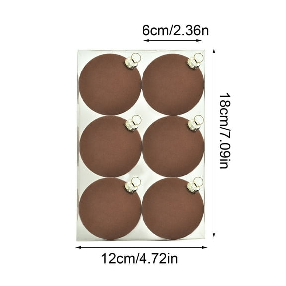Rkxzt Decorative Balls 6PC Velvet Flocked Christmas Tree Ornaments 2.4 Inch Brown Plastic Hanging Balls Holiday Decor Home Decor|Plastic,Coffee