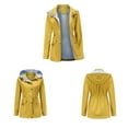 thumbnail image 4 of tklpehg Winter Coats for Women Button Zipper Hooded Lightweight Windbreaker Outdoor Walking Coat Overcoat Solid Color Fall Coat Leisure Loose Long Sleeve Outwear Yellow XXXL, 4 of 4