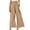 Khaki, variant on Bigersell Women Casual Pants Full Length Pants Women Casual Solid Cotton Linen Drawstring Elastic Waist Long Wide Leg Pants Ladies Skinny Pants High Waist