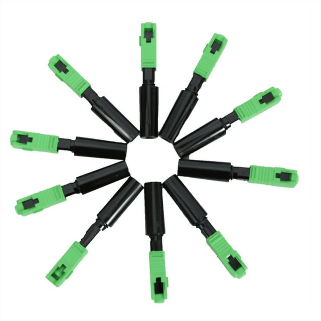 100Pcs Ftth Connecteur Rapide Intégré Sc / Connecteur en Plastique Vert à Fibre Optique