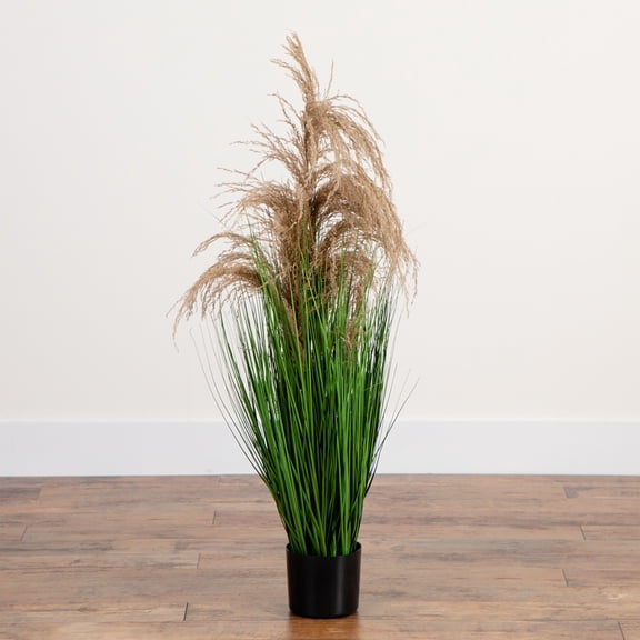 Nearly Natural Dried Pampas Grass Artificial Plant with Planter - 4'
