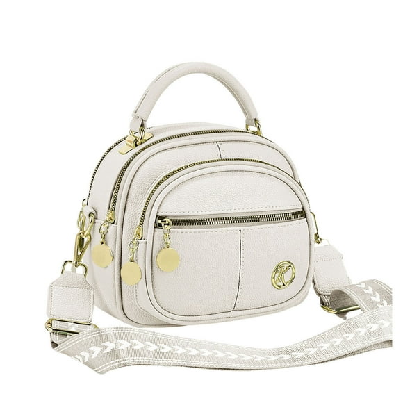 Coefficienta Classic Leather Shoulder Bag Multifunctional Compartments Adjustable Strap Hands Convenience Stylish Purse for Women