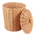 thumbnail image 2 of Cesto de Basura Tejido, Cesto de Basura Redondo de RatáN con Tapa, Jardinera, Cestas de Almacenamiento Tejidas, Cesto de Basura de Mimbre, 2 of 10