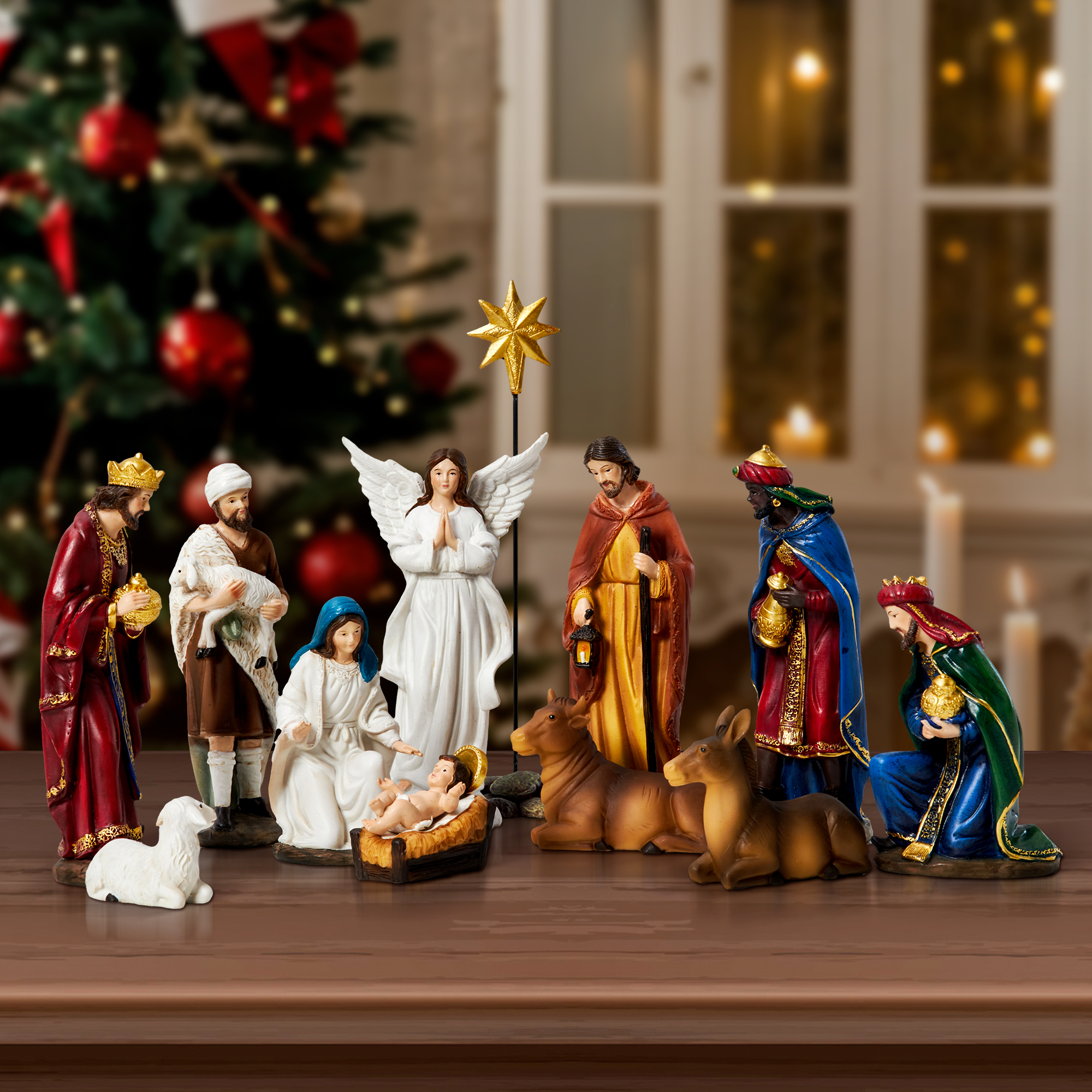 KUETH 13-Piece Hand-Painted Nativity Set with 5.9" Figures photo 2