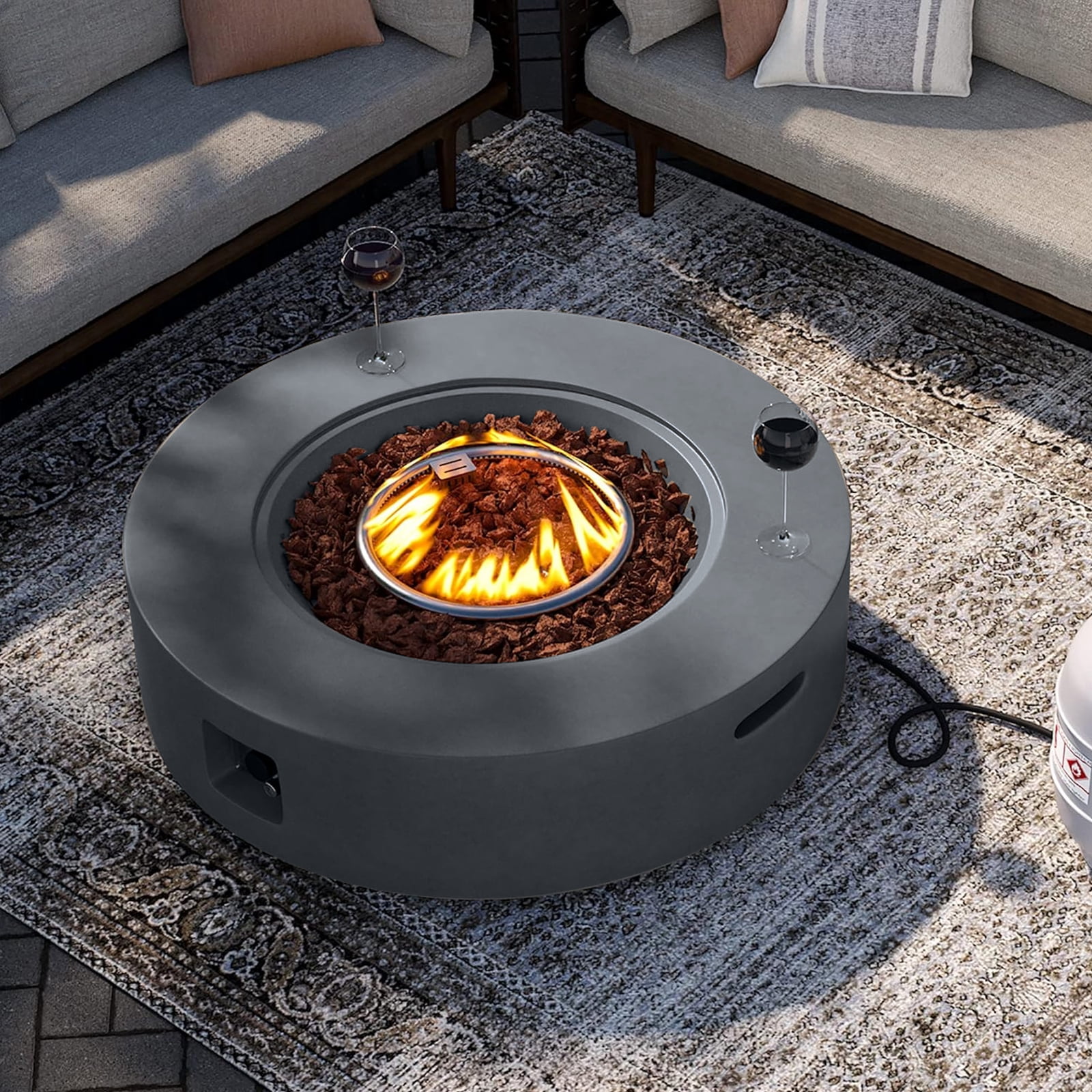 HZWDD Propane Outdoor Fire Pit Table, Propane Gas Patio Fire Table 50000 BTU Flint & Concrete Look for Deck, Backyard and Pool