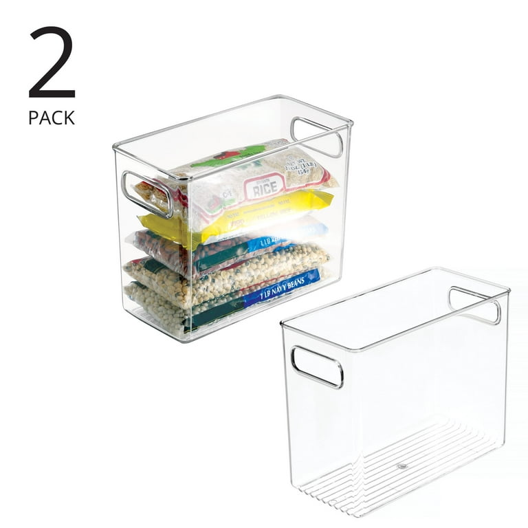 mDesign Tall Plastic Kitchen Storage Organizer Bin with Handles, 2 Pack,  Clear 