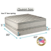 Dream Solutions USA Brand Soft PillowTop Mattress and Low Height Box Spring Set (Queen - 60"x80"x12") - Double-Sided Sleep System with Enhanced Cushion Support- Assembled, Back Support, Longlasting