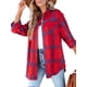 thumbnail image 2 of TRKIYQC Chaqueta a cuadros para mujer, manga larga, cuello vuelto, cierre de botones, camisa informal, prendas de vestir TRKIYQC moda, 2 of 6