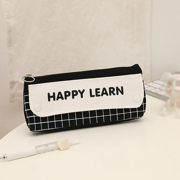 Estuche de lona para lápices | Bolsa de papelería con cremallera de gran capacidad para estudiantes | Organizador de útiles escolares para lápices, bolígrafos y gomas de borrar