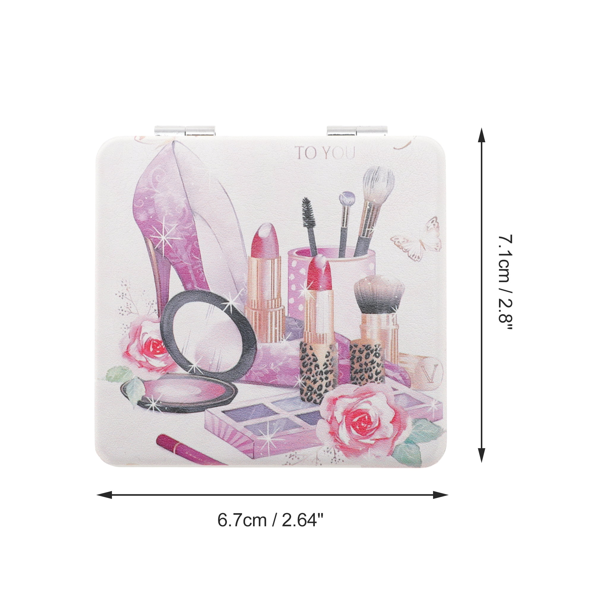 Unique Bargains 1 Pc Women Durable Square Shape Handheld Mirror for Travel Pink Purple