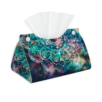 Logiee Watercolor Mandala Print Tissue Box Cover,Stylish Tissue Box Holder Decorative Tissue Cover for Bathroom Toilet Bedroom Living Room Table Desk Office