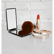 Impressions Vanity Slayssentials Bifold Compact Mirror with 1x and 2x Magnifying Glass, Portable Makeup Mirror (Black)