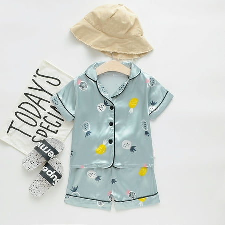 

THE WILD Casual Pretty Toddler Kids Baby Boys Girl Cartoon Pajamas Sleepwear T shirt Shorts Clothes Set