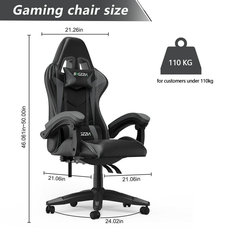 Bigzzia High Back Gaming Chair Ergonomic PC Office Chair with Massage Swivel Gray Walmart