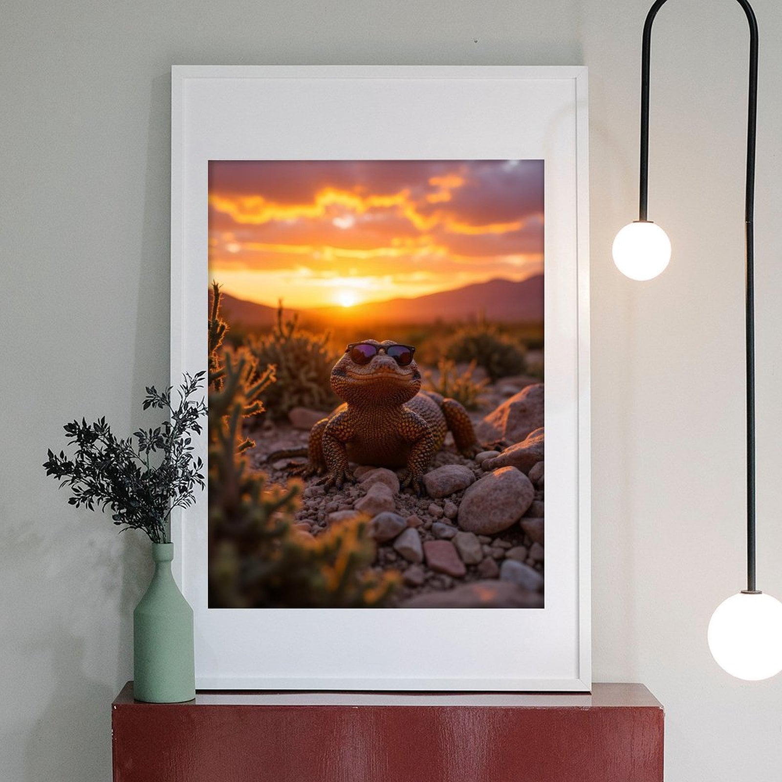 Diamond Art Kit for Adults, Sunset Cool Lizard Rocks Diamond Painting for Adults Beginners, DIY Diamond Art Painting Kits, 5D Diamond Painting Crafts for Home Decor 12x16 Frameless