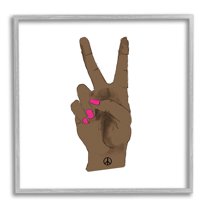 Stupell Industries African American Woman's Hand Peace Sign Pink Nails, 24 x 24, Designed by Lanie Loreth