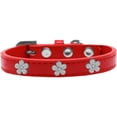 thumbnail image 1 of Silver Flower Widget Dog Collar Red Size 18, 1 of 1