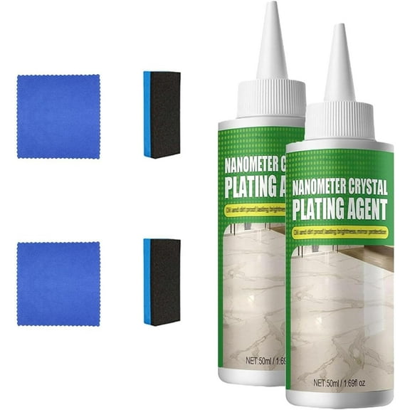Nano Crystal Coating Agent for Tile & Furniture, Granite Marble Countertop Cleaner, Quartz Marble Stone Polish Cleaner for Permanent Hold & Shine Effect Fast Drying (2PC)