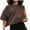 Coffee, variant on Women's Summer Casual Loose Fit Plain Soild Basic Short Sleeve Crop Tops T-Shirts
