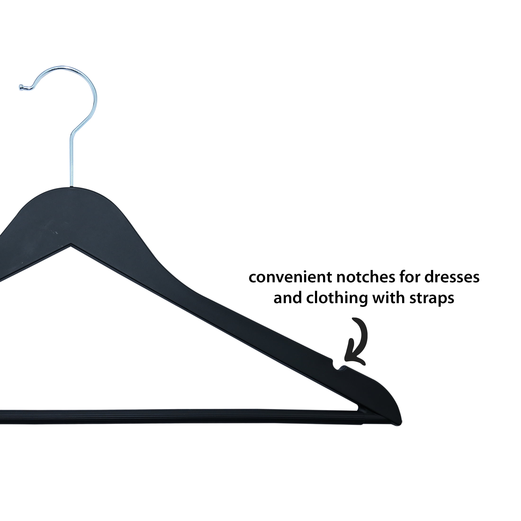 Better Homes & Garden Non-Slip Adult Hangers for Any Clothing Type, Rubber, Rich Black 5 Count