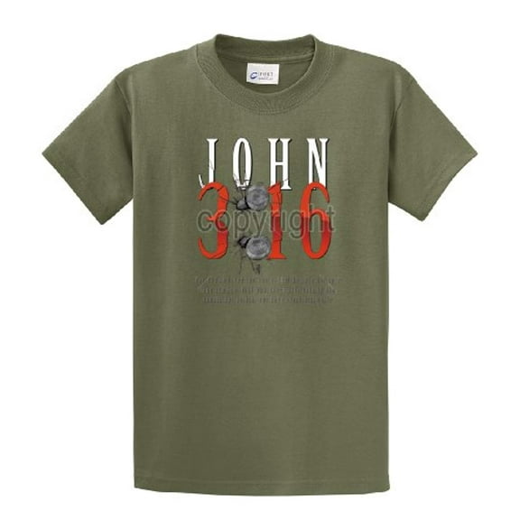 Christian John 3:16 with Nails For God So Loved the World Jesus Men's Short Sleeve T-shirt-Military-Medium