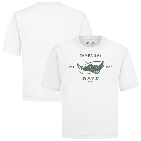 Men's Levelwear White Tampa Bay Rays Crossway Oversized Luxe Signature Knit T-Shirt