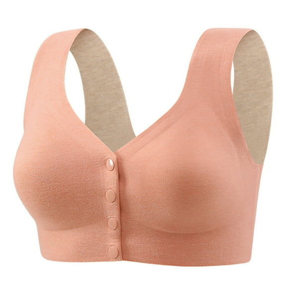 Kaemgyyd Women Wirefree Bras Plus Size Cotton Full Coverage No Underwire Everyday Bras Comfortable Front Closure Padded Bralette