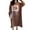 Brown, variant on comerut Women Dress Warm Breathable O Neck Long Sleeve Loose Knee Length Pajamas for Winter