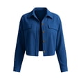 thumbnail image 3 of YanHoo Bomber Jackets Women Oversized Button Down Cropped Jacket Long Sleeve Fall Casual Outerwear, 3 of 6