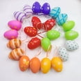 thumbnail image 3 of Easter Decoration,Easter Hanging Eggs,Multicolored Plastic Easter Egg Hanging Tree Ornaments,Decorative Hand Painted Eggs DIY Crafts Ornaments with Various Style Stripes Dots Flowers,24Pcs, 3 of 8