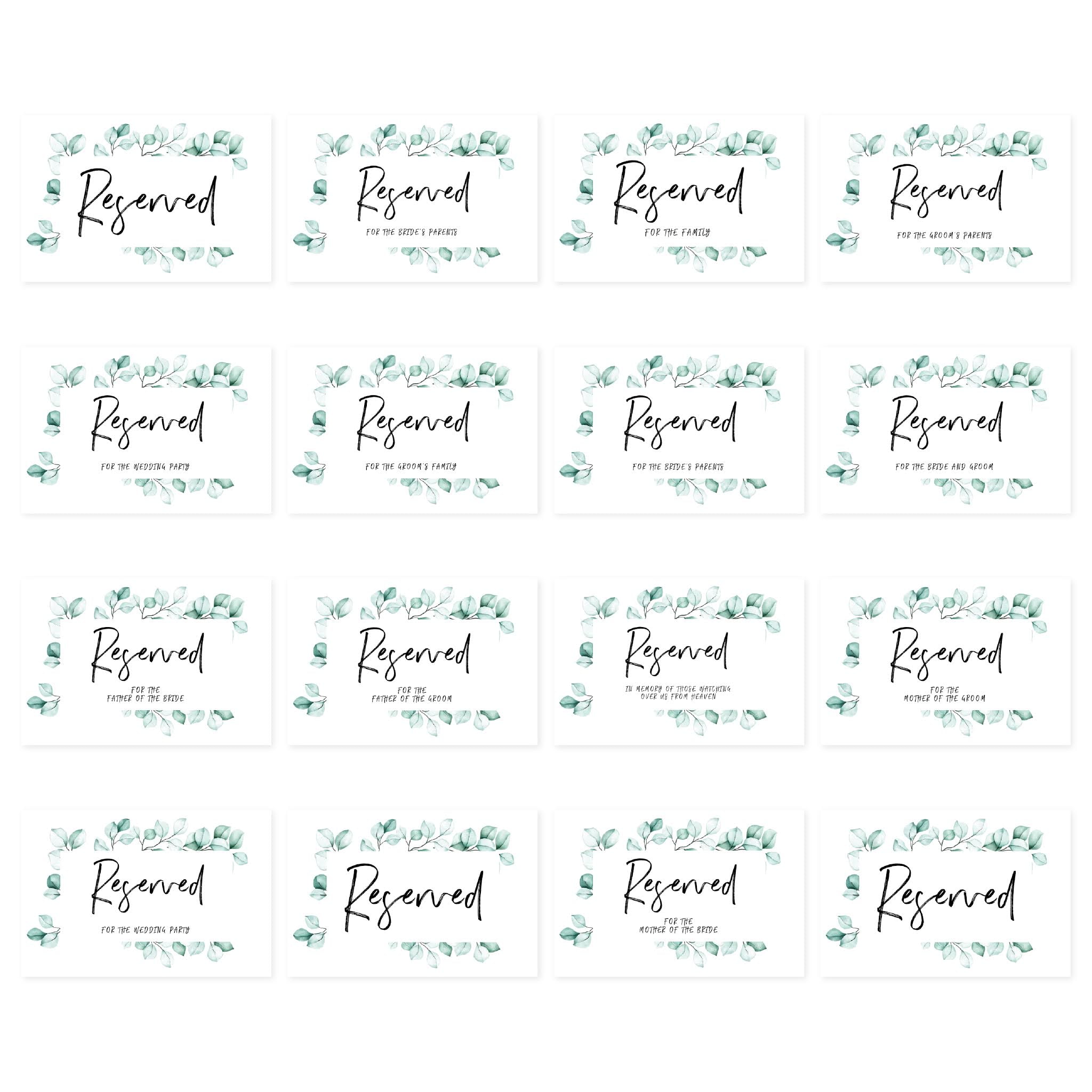 Buy Andaz Press Watercolor Greenery Table Reserved Signs for Wedding