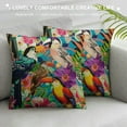 thumbnail image 3 of JEUXUS Pillow Covers Decorative by Tropical Bird Leaves and Hibiscus Flowers Square Pillow Case for Men/Women Green Red Yellow, 3 of 5