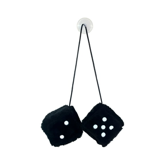 BESTSKY Colorful Plush Dice Car Rear View Mirror Charms, Creative Car Accessories, Car Hanging Ornament w/Suction, Car Charm & Home Decor Ornament (Black)