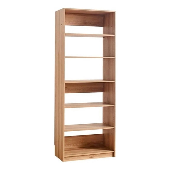 Benjara Dee Modular Closet System- 5 Tier Storage Shelves- Oak Brown Wood